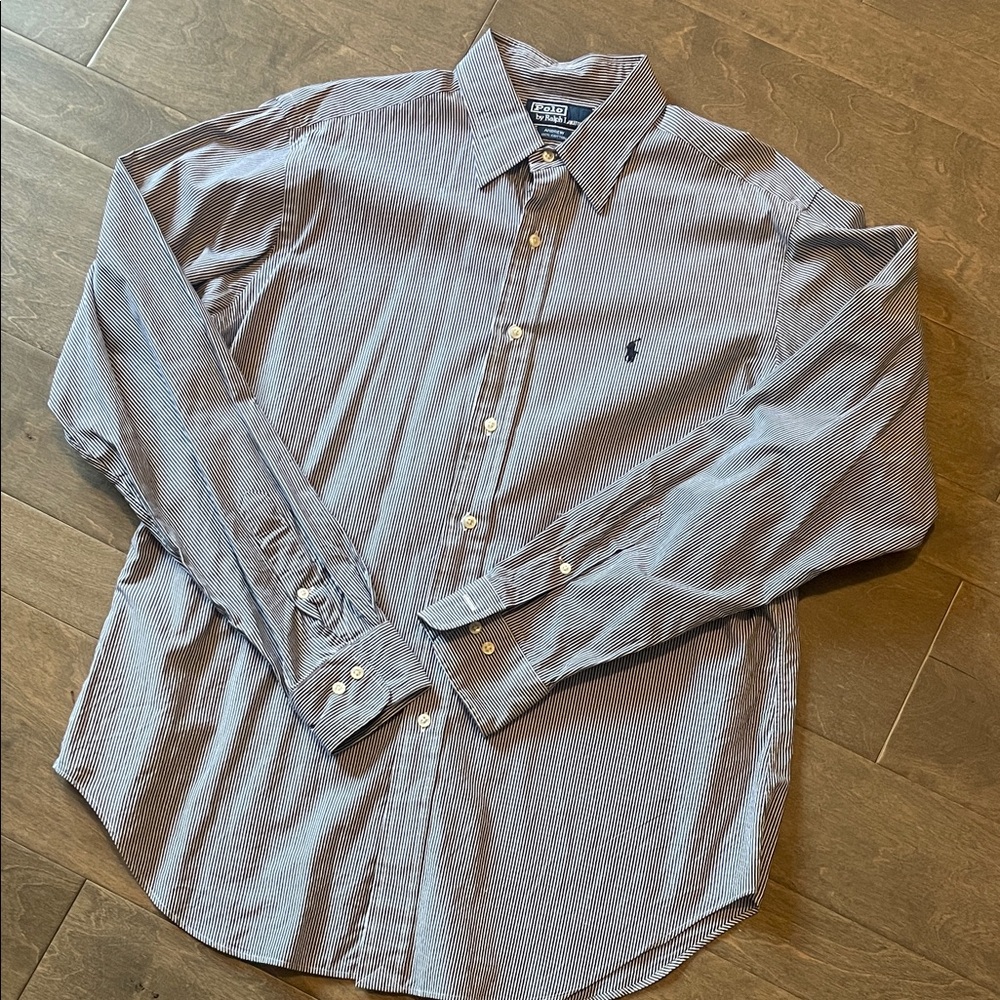 Polo Ralph Lauren Classic Blue and White Striped Shirt